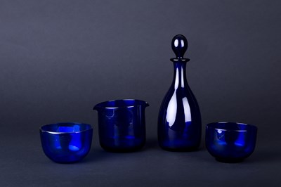 Lot 301 - A pair of blue glass finger bowls, 11.5cm...