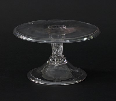 Lot 317 - A circular glass tazza on silesian stem and...