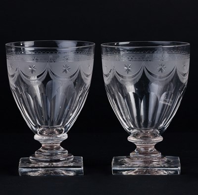 Lot 320 - A pair of Georgian rummers, the tapered fluted...