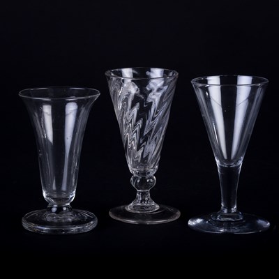 Lot 345 - A Georgian wine glass with funnel bowl, 12cm...