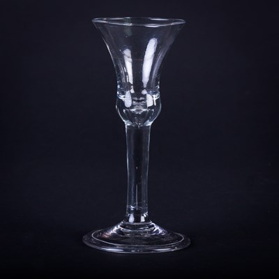 Lot 352 - A Georgian wine glass with bell shaped bowl...