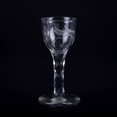 Lot 361 - A wine glass, the bowl etched a Tudor rose and...