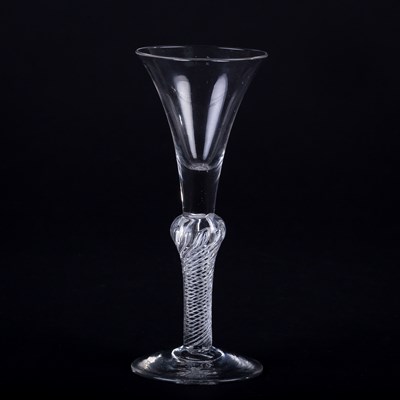 Lot 363 - A Georgian wine glass with trumpet shaped bowl...