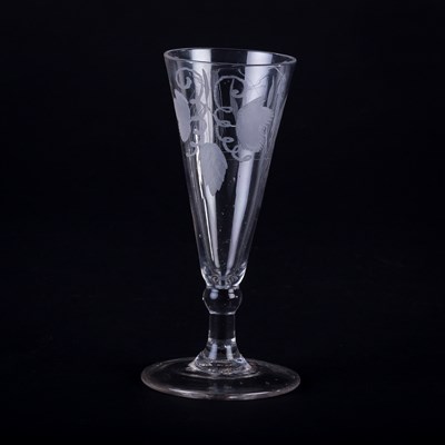 Lot 366 - A Georgian ale glass, the bowl engraved hops...