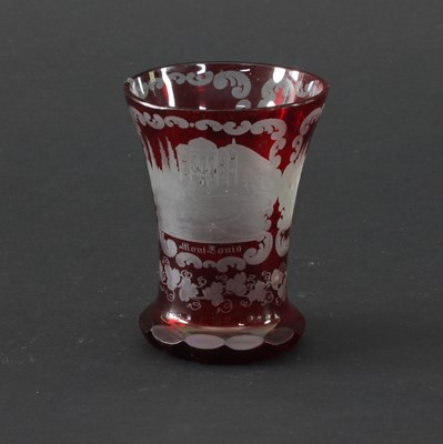 Lot 372 - A Bohemian glass goblet etched named buildings...