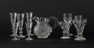 Lot 374 - A Georgian cut glass jug 15.5cm high and nine...