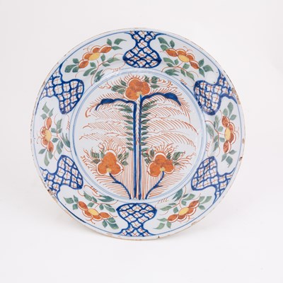 Lot 395 - A Dutch Delft polychrome dish, mid 18th...