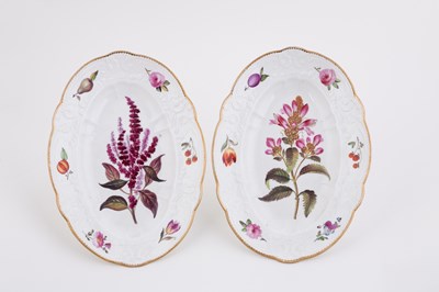 Lot 414 - Two Nantgarw oval dessert dishes, painted with...