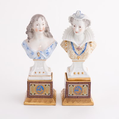 Lot 417 - Two German porcelain portrait busts of noble...