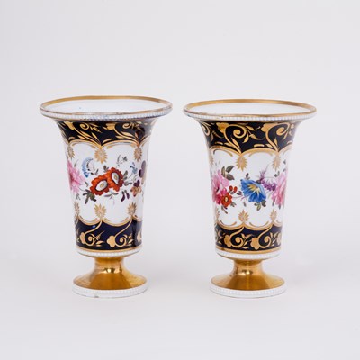 Lot 424 - A pair of English porcelain trumpet vases,...