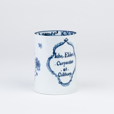 Lot 433 - An 18th Century Lowestoft blue and white mug...