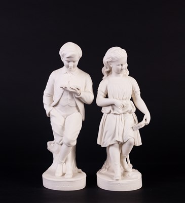 Lot 437 - A pair of Copeland parian figures, titled...