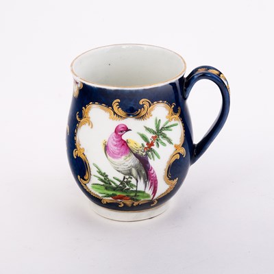 Lot 452 - A Worcester blue scale ground bell-shaped mug,...