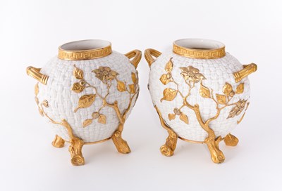 Lot 466 - A pair of Royal Worcester two-handled vases,...