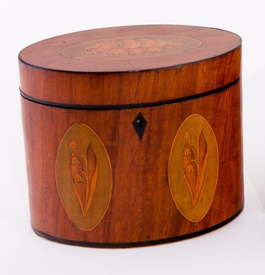 Lot 477 - A late 18th Century satinwood oval tea caddy,...