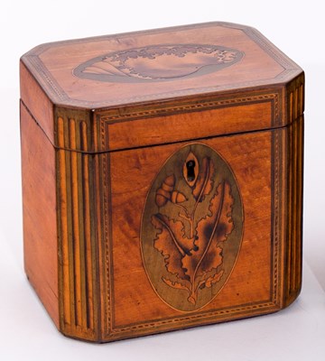 Lot 483 - A late 18th Century satinwood tea caddy, with...