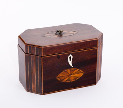 Lot 484 - A George III mahogany rectangular tea caddy...