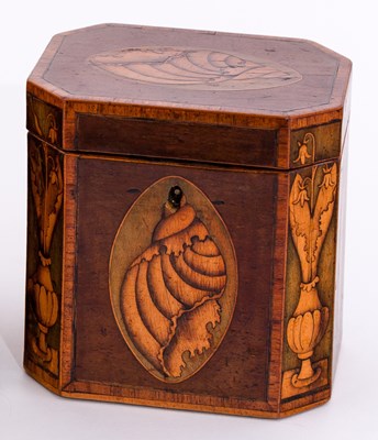 Lot 485 - A mid 18th Century tea caddy inlaid shell...