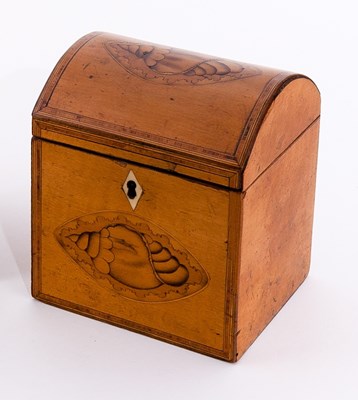 Lot 487 - A George III satinwood tea caddy, with cross...