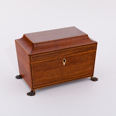 Lot 488 - A Regency rosewood sarcophagus shaped tea...