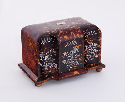 Lot 494 - A Regency tortoiseshell rectangular shaped tea...