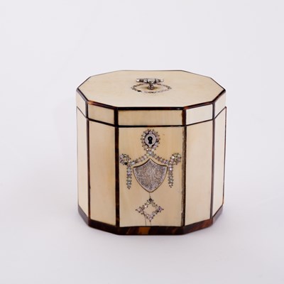 Lot 502 - A fine Georgian ivory decagonal tea caddy,...