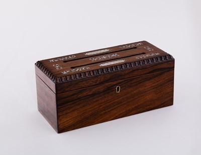 Lot 503 - A Regency rosewood letter box, the cover with...