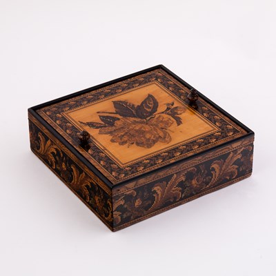 Lot 506 - A Tunbridge ware square box, the cover...