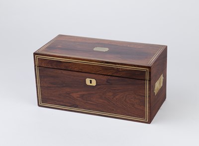 Lot 521 - A Regency rosewood brass bound tea caddy with...