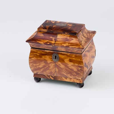 Lot 523 - An early 19th Century tortoiseshell tea caddy...