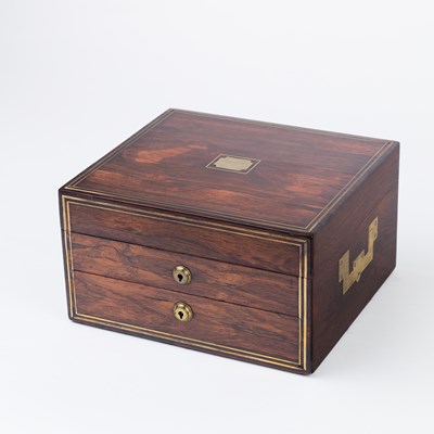 Lot 552 - A Regency rosewood brass bound dressing case,...