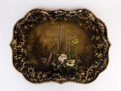 Lot 560 - A fine Victorian papier-mache oval shaped tray...