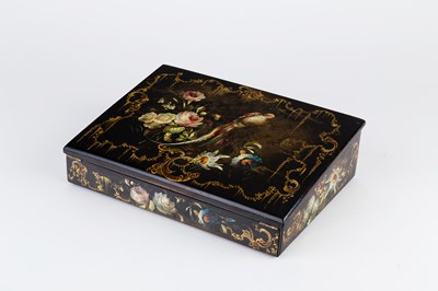 Lot 564 - A Victorian papier-mache writing box, the...