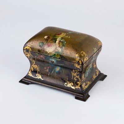 Lot 565 - A Victorian papier-mache tea caddy by Jennens...