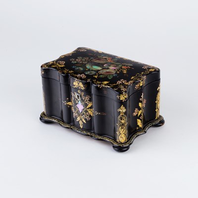 Lot 566 - A Victorian papier-mache tea caddy of...