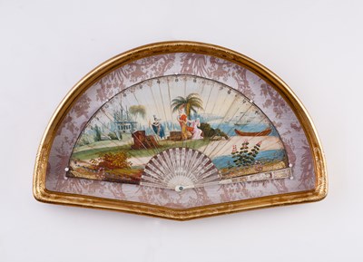 Lot 576 - An early 19th Century painted fan, figures in...