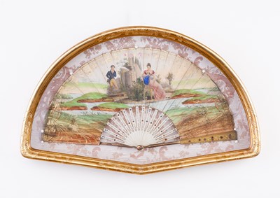 Lot 577 - An early 19th Century painted fan, figures in...