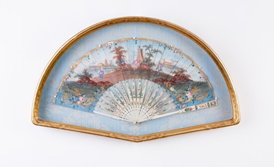 Lot 582 - An early 19th Century painted fan, figures...