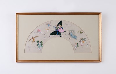 Lot 584 - A late 19th Century painted fan paper, A...