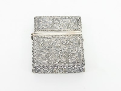 Lot 2 - A fine Indian white metal card case chased...