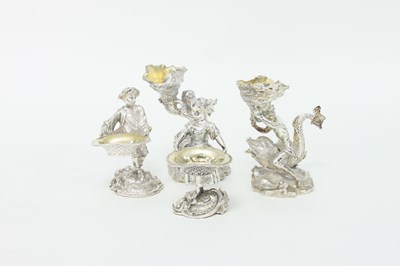 Lot 4 - Two pairs of plated table salts, one pair...