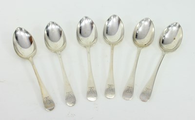 Lot 15 - A set of six silver dessert spoons, Richard...