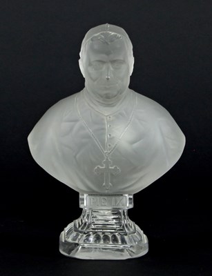 Lot 72 - A St Louis press moulded frosted glass bust of...