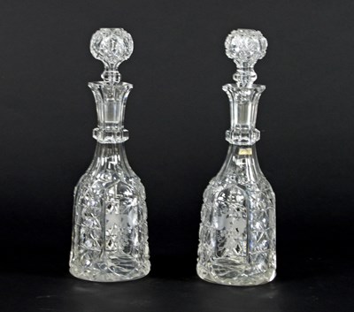 Lot 74 - A pair of Victorian cut glass decanters and...