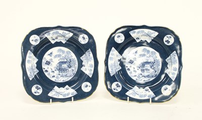 Lot 108 - A pair of Worcester blue and white square...