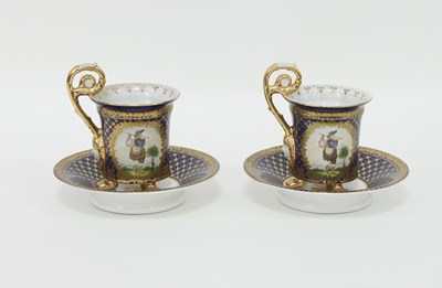 Lot 117 - A pair of French porcelain chocolate cups and...