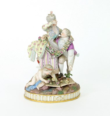 Lot 118 - A 19th Century Meissen group of an amorous...