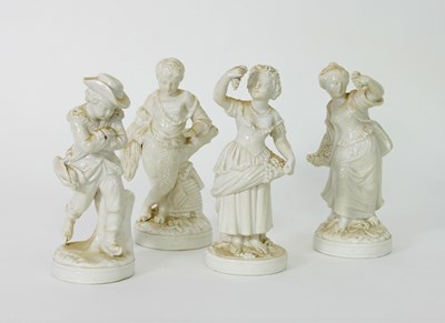 Lot 121 - Four male and female figures of children,...