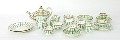 Lot 125 - A Victorian part tea service painted green...