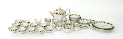 Lot 126 - A New Hall tea service with scroll borders in...